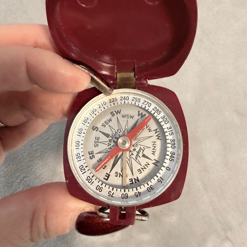Vintage Folding‎ Pocket Compass Bakelite Case Art Deco Style